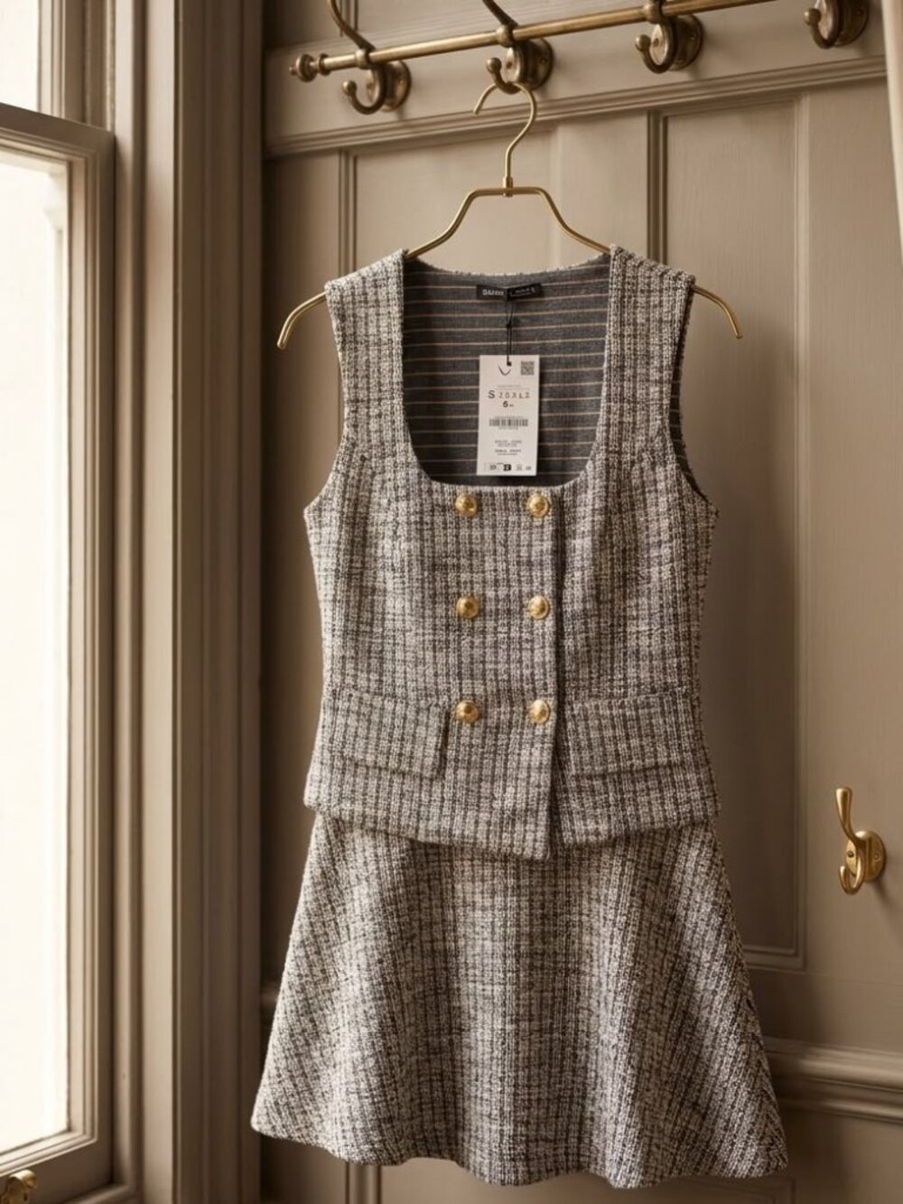 ZARA: NWT Zara Textured Jacquard Tweed Set Top and Skirt - Picture 2 of 4